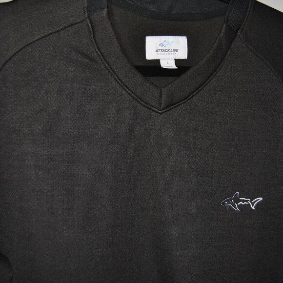 Attack Life Greg Norman Black Pullover Sweater with Zipper Pockets Large - Picture 2 of 4